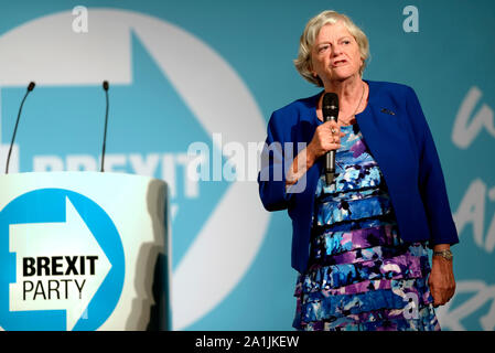 Ann Widdecombe mdep in einer Rede auf der Kundgebung an der Brexit Partei das Kent Event Center in Ihrem ehemaligen parlamentarischen Wahlkreis von Maidstone, Kent, Großbritannien. 26. Se Stockfoto