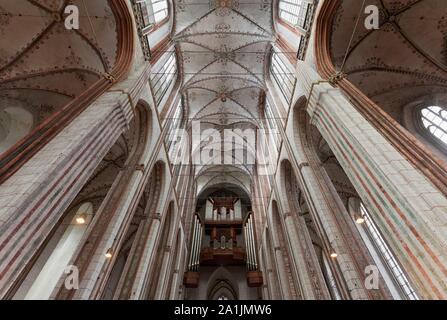 Lübeck St. Mary's Church, gotische Gewölbe, Kirchenschiff, Lübeck, Schleswig-Holstein, Deutschland Stockfoto