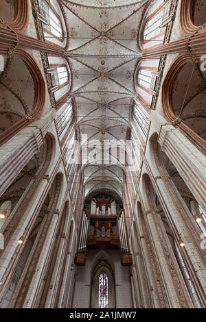 Lübeck St. Mary's Church, gotische Gewölbe, Kirchenschiff, Lübeck, Schleswig-Holstein, Deutschland Stockfoto