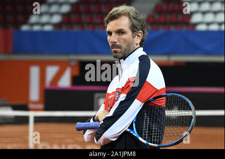 Rouen (Normandie, Frankreich), 20. April und 21., 2019: Der französische Frauen Tennis Team ist qualifiziert für die Fed Cup Finale nach Aga gewinnen Stockfoto