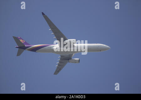 Chiangmai, Thailand - 16. September 2019: HS-TBG Airbus A330-300 von Thaiairway. Von Chiangmai Flughafen in Bangkok. Stockfoto