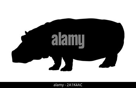Hippo silhouette Isolieren auf weißem Hintergrund Vektor Stock Vektor
