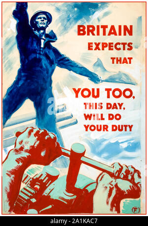 Britische, WW2, Industrie, Großbritannien rechnet damit, dass auch Sie, an diesem Tag, werde deine Pflicht, Poster, 1939-1946 Stockfoto