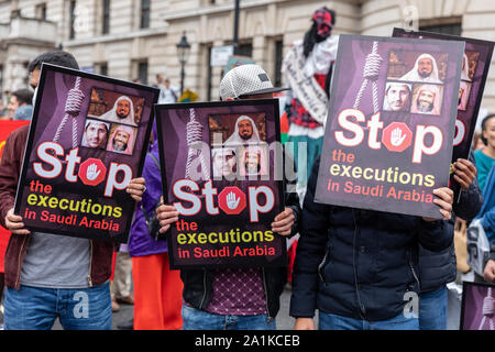 Demonstranten Anti Trump Protest in London am 4. Juni 2019, während der Präsident des Trump London besuchen. Stockfoto