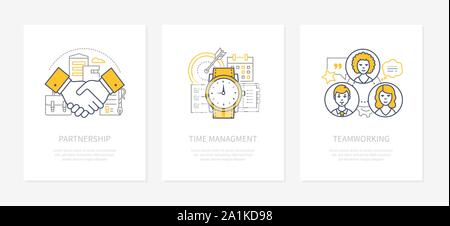 Business Management Design style Icons einstellen Stock Vektor