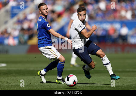 Harry Winks von Tottenham Hotspur beats James Maddison von Leicester City - Leicester City v Tottenham Hotspur, Premier League, King Power Stadion, Leicester, Großbritannien - 21 September 2019 Editorial nur verwenden - DataCo Einschränkungen Stockfoto