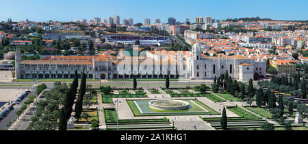 Mosteiro dos Jeronimos, das Kloster der Hieronymites, Luftaufnahme, Belem, Lissabon, Portugal Stockfoto