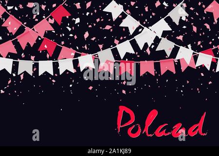 11. November. Polen Tag der Unabhängigkeit Hintergrund. Rot Weiss Konfetti und flag Girlanden, Schriftzug auf transparentem Hintergrund. Kreatives Konzept fo Stock Vektor