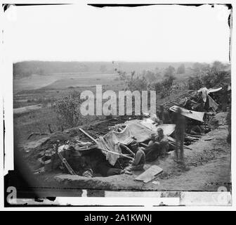 North Anna River, Virginia Bundestruppen besetzen Linie der Breastworks am Nordufer Stockfoto