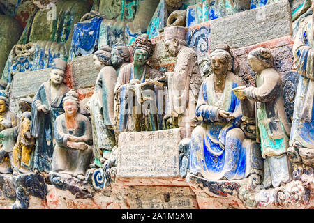 Hanau rock Carvings in Hanau District, Chongqing, China. Stockfoto