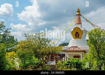 Die samye Ling Sieg Stupa für den Frieden in der Welt an der Samye Ling Kloster und Tibetischen Zentrum für Eskdalemuir, Dumfries und Galloway, Schottland. Stockfoto