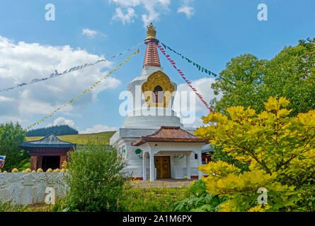 Die samye Ling Sieg Stupa für den Frieden in der Welt an der Samye Ling Kloster und Tibetischen Zentrum für Eskdalemuir, Dumfries und Galloway, Schottland. Stockfoto