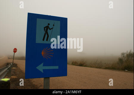 Anmelden bei der Bekanntgabe der Jakobsweg Die silberne Route Stockfoto