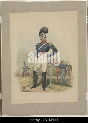 Offizier von der ersten Truppe, Philadelphia, nach vorn, Kopf nach rechts stehend vor Soldaten halten und ein anderes Pferd zu Pferd]/J.R. Smith, Phila, Pa., 1839 Stockfoto