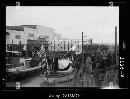 Offizielle Eröffnung des Tel Aviv Port. Fahnen & Dekoration Stockfoto