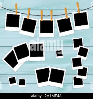 Bilderrahmen auf Holz Hintergrund Vektor einrichten Stock Vektor