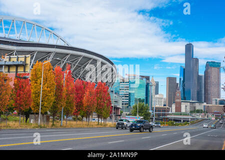 RJ Stile Landschaftsfotografie Seattle Washington Foto Space Needle Waterfront Riesenrad Gebäude Wolkenkratzer das Stadtbild Bilder Stockfoto