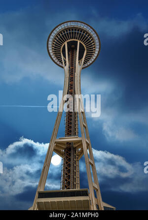 SEATTLE, Washington - Juli 4, 2019: Logging war Seattle's erste große Industrie, aber das ist seit langem durch die Schifffahrt, Tourismus, Technik ersetzt worden, und Stockfoto