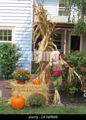 In den USA ist Halloween am 31. Oktober; Aktivitäten gehören Trick-or-Treaten, Kostüm Parteien, schnitzen Kürbisse und Horrorfilme. Stockfoto