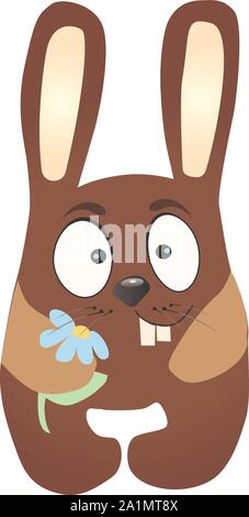 Bunny baby Spielzeug. Vektor. Kaninchen, Hase Symbol. Kind Spielzeug auf weißem Hintergrund in flacher Ausführung isoliert. Stock Vektor