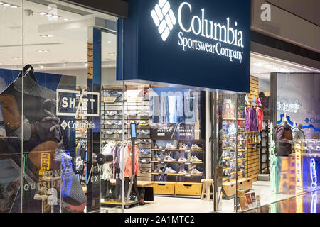 Hongkong, China. 23 Sep, 2019. American sportswear Marke Columbia Store in Hongkong gesehen. Credit: Budrul Chukrut/SOPA Images/ZUMA Draht/Alamy leben Nachrichten Stockfoto