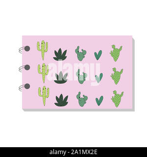 Bunte Cactus nahtlose Muster für den Hintergrund, Notebook, einfaches Design. Moderne abstrakte vektor design für Papier, Abdeckung, Stoff, Inneneinrichtung. Weich Stockfoto