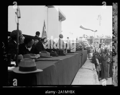 Eröffnung des Levant Messe. Tel Aviv Ap [ril 30], 1936. Verschiedene an der Dias Stockfoto