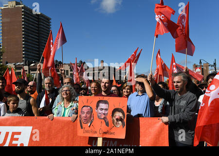 In Montreal, Kanada, eine halbe Million Menschen kamen, um das globale Klima Streik am 27. September 2019. Sie forderten mehr konkrete Maßnahmen von Behörden, die globale Erwärmung und den Klimawandel zu begegnen. Stockfoto