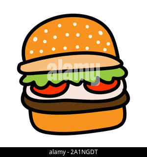 Burger Symbol Konzept Abbildung mit Cartoon flach und doodle Stil Stockfoto