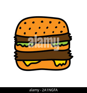 Burger Symbol Konzept Abbildung mit Cartoon flach und doodle Stil Stockfoto