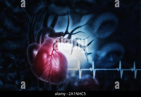 3D-Illustration der Abstrakten medizinischen Hintergrund mit menschlichen Herzens Anatomie Stockfoto