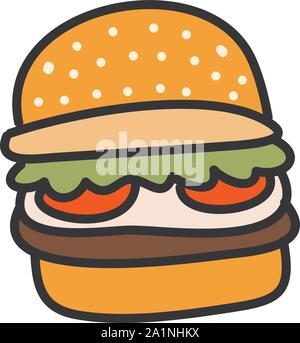 Burger Konzeption Illustration cartoon Flat Style Stock Vektor