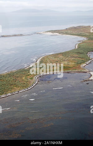 Luftaufnahme von Teil von North West Point Karkasse Island Falkland Inseln Stockfoto