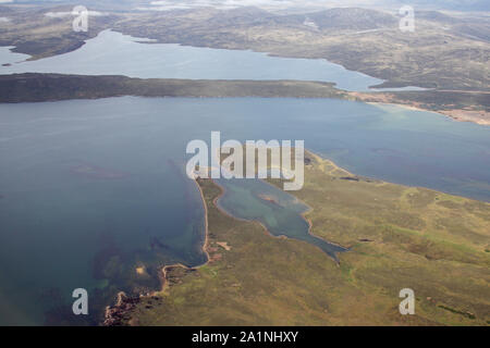 Luftaufnahme von River Island und Port Purvis zu West Falkland Falkland Inseln Stockfoto