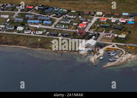 Luftaufnahme von Stanley, die Hauptstadt der Falkland-inseln East Falkland Britisches Überseegebiet Dezember 2016 Stockfoto