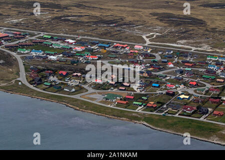 Luftaufnahme von Stanley, die Hauptstadt der Falkland-inseln East Falkland Britisches Überseegebiet Dezember 2016 Stockfoto