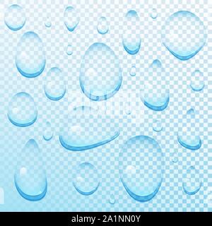 Set blau transparent Wassertropfen Vektor Stock Vektor