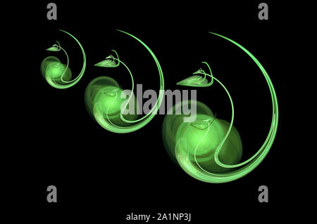 Fraktale, ein abstraktes Bild von gekeimtem Samen, auf schwarzem Hintergrund Stockfoto
