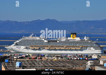 Cagliari, Italien, September 2019. Anzeigen ona Costa Diadema Kreuzfahrtschiff. Stockfoto