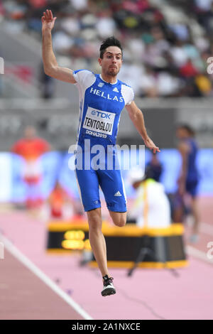 Miltiadis Tentoglu (Griechenland). Weitsprung Männer Finale. IAAF Leichtathletik WM, Doha 2019 Stockfoto