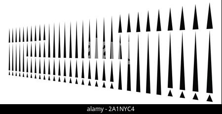 Unregelmäßig (gestrichelt, segmentierte) vertikale Linien in einer Reihe. 3d-Streifen in Perspektive. vertikale Geraden und parallelen Linien, Streifen, Schlieren abstrakte Patte Stock Vektor