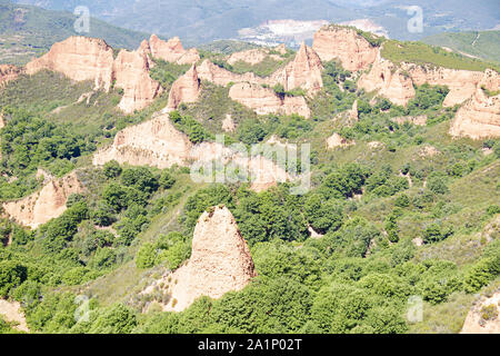 Las Medulas ist ein historisches Gold Mine in der Nähe der Stadt Ponferrada in der Comarca El Bierzo (Provinz Leon, Kastilien und Leon, Spanien) Stockfoto