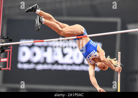 Nikoleta Kiriakopoulou. Stabhochsprung Frauen. IAAF Leichtathletik WM, Doha 2019 Stockfoto