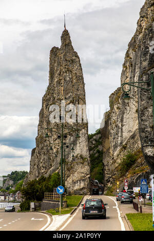 Dinant, Provinz Namur, in Wallonien, Belgien, an der Maas, felsformation Rocher Bayard, Bayardfelsen, Stockfoto