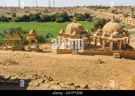 Bada Bagh, Kenotaphe antike Komplex. Jaisalmer. Rajasthan Indien Stockfoto