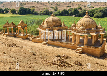 Bada Bagh, Kenotaphe antike Komplex. Jaisalmer. Rajasthan Indien Stockfoto