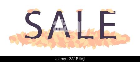 Herbst verkauf Banner. Wort Verkauf auf dem Haufen Blätter Stock Vektor