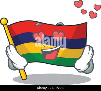 In liebe Flagge Mauritius in Mascot Schrank aufbewahrt Stock Vektor