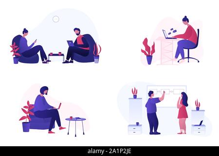 Die Menschen zusammen arbeiten im Büro. Stock Vektor