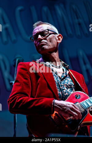 Moratalaz, Madrid, Spanien. 27 September, 2019. Die amadeu Casas Quartett Band auf der 2. Internationalen Blues Festival von Moratalaz in Madrid. EnriquePSans/Alamy leben Nachrichten Stockfoto